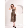 Slip Midi-Kleid mit Leopardenmuster